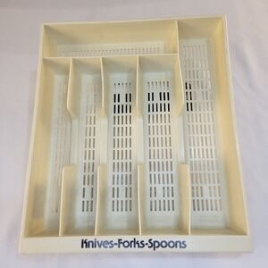 Vintage Alabaster's Trendee Cutlery Tray 12" x 13" Divided Knives Forks Spoons